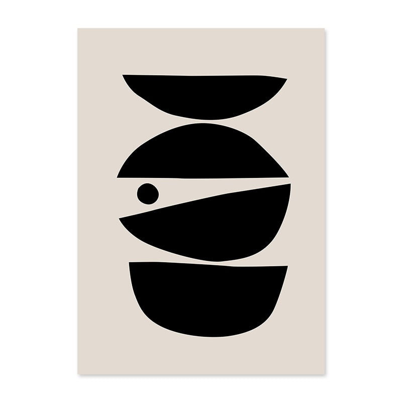 Abstract Geometric Beige Black Boho Minimalist Poster