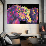 Colourful Horses Canvas Oil Painting