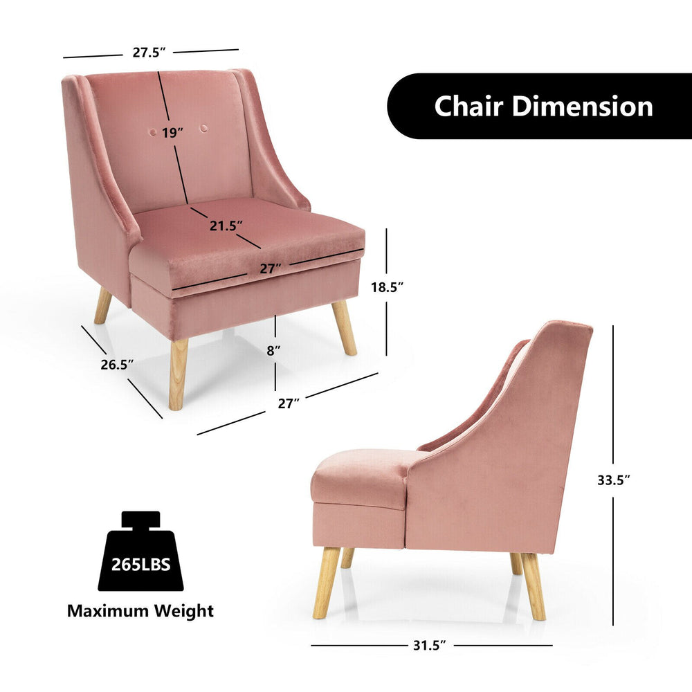 Velvet Upholstered Swoop Arm Accent Chair