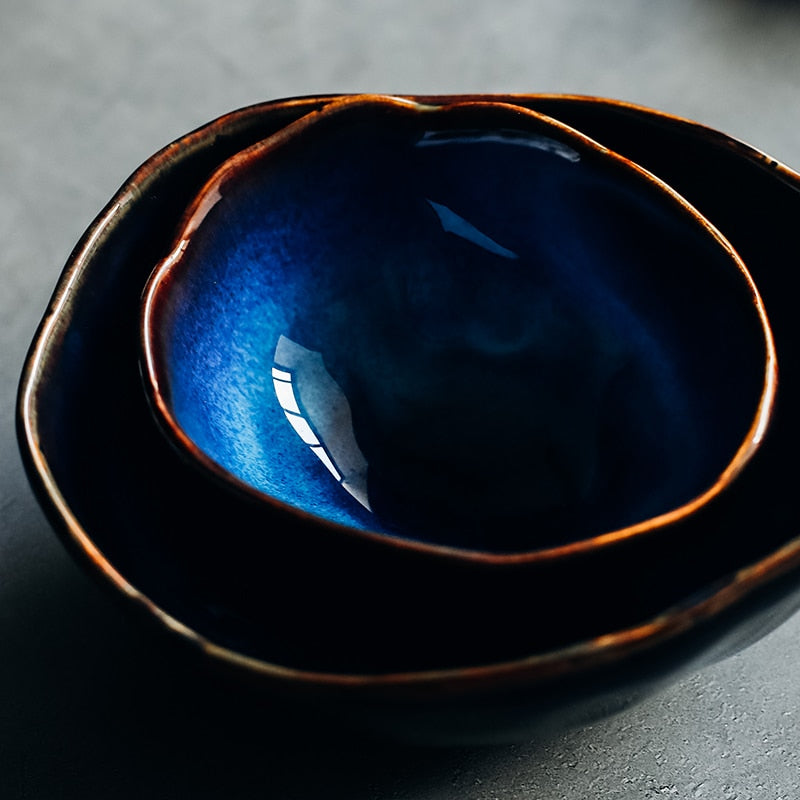 Blue Ceramics Irregular Shape Dinner Set