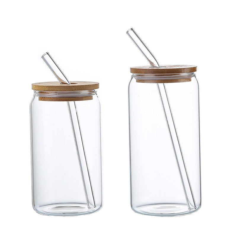 Creative Glass Cup With Bamboo Lid