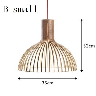 Hand-made Wooden Birdcage Pendant Lamp