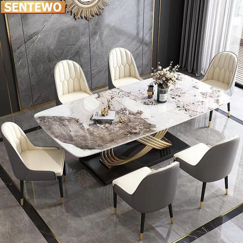 Italian Luxury Modern Marble Dining Table Set