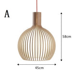 Hand-made Wooden Birdcage Pendant Lamp