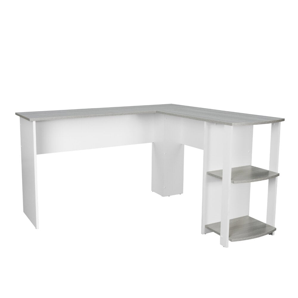Modern L-Shaped Desk with Side Shelves