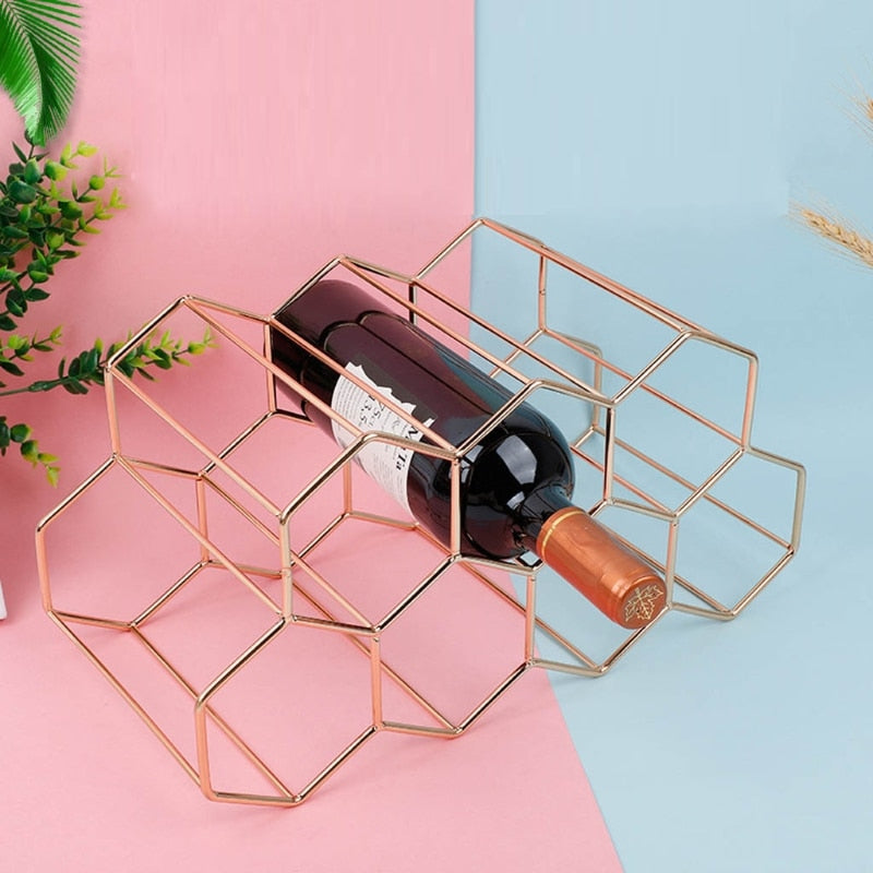 Modern Metal Honeycomb Wine Rack