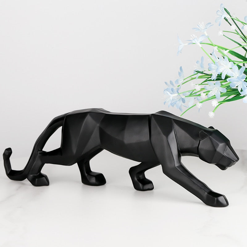 Modern Abstract Black Panther Sculpture