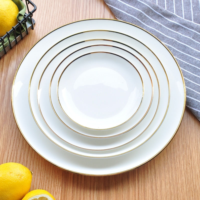 White Porcelain Dinner Dishes and Plates